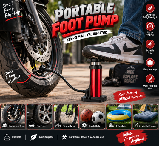 🚗 Portable Mini Foot Pump Tyre Inflator | HERMIT NEXTGEN