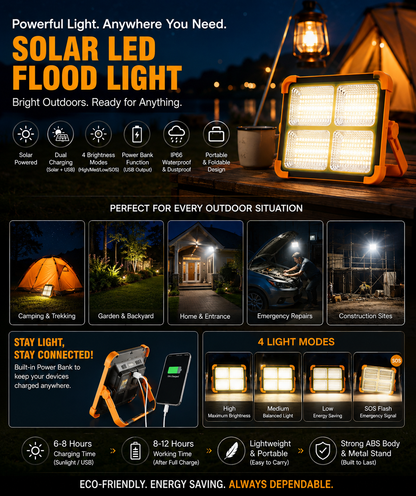 🔦 Solar LED Flood Light – Powerful Light, Anywhere You Need It | HERMIT NEXTGEN